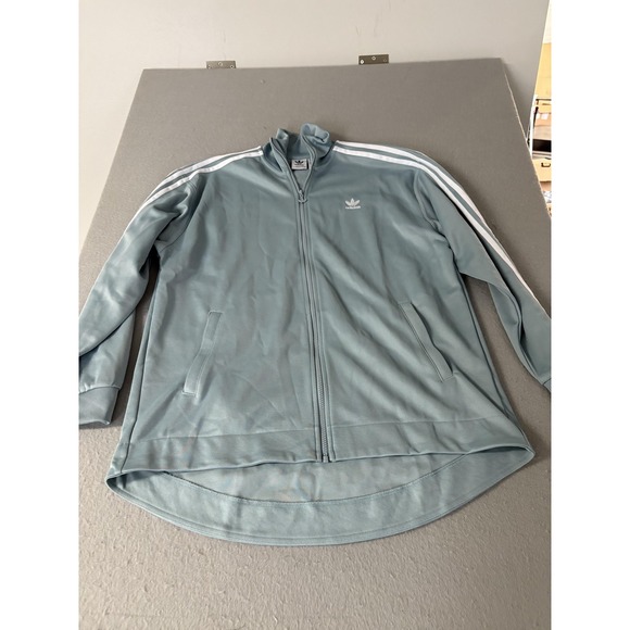 Adidas Originals Jacket Womens M Light Blue 3-Stripes Trefoil Full Zip Track - Picture 1 of 5